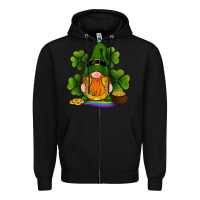Black st patricks day gnomes shamrock gold horseshoes rainbow Zipper Hoodie - RanaPortraitStore