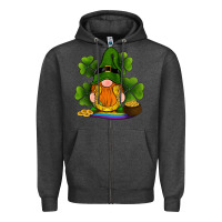 Charcoal Heather st patricks day gnomes shamrock gold horseshoes rainbow Zipper Hoodie - RanaPortraitStore