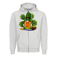 Dove Grey st patricks day gnomes shamrock gold horseshoes rainbow Zipper Hoodie - RanaPortraitStore