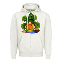 Oatmeal Heather st patricks day gnomes shamrock gold horseshoes rainbow Zipper Hoodie - RanaPortraitStore