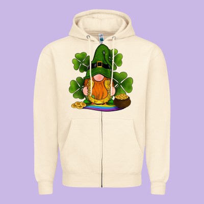 St Patricks Day Gnomes Shamrock Gold Horseshoes Rainbow Zipper Hoodie Designed By Ranaportraitstore