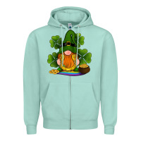 Seafoam st patricks day gnomes shamrock gold horseshoes rainbow Zipper Hoodie - RanaPortraitStore