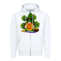 White st patricks day gnomes shamrock gold horseshoes rainbow Zipper Hoodie - RanaPortraitStore