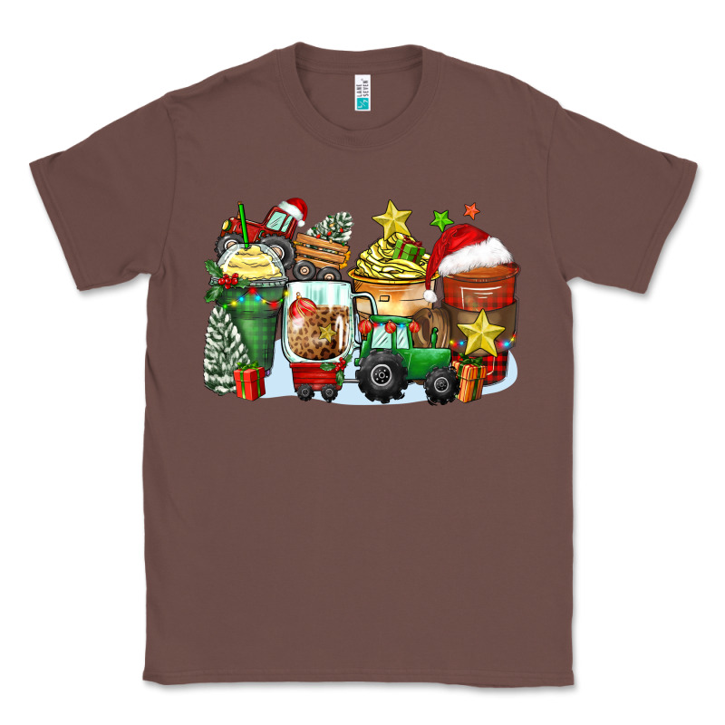 Christmas Tractor Coffee Cups Classic Tee by Zillion Design Studio | Teevron