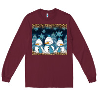 Burgundy snowman winter Long Sleeve Tee - RanaPortraitStore