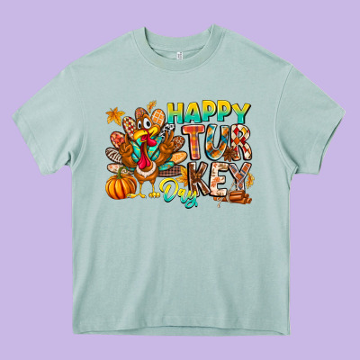 Happy Turkey Day Heavy Core Tee Designed By Cowhidedigitalart