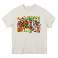 Cream Happy Turkey Day Heavy Core Tee - CowhideDigitalArt