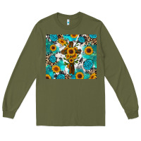 Army Green sunflower cross cowhide gemstones Long Sleeve Tee - RanaPortraitStore