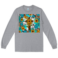 Heather Grey sunflower cross cowhide gemstones Long Sleeve Tee - RanaPortraitStore