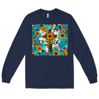 Navy sunflower cross cowhide gemstones Long Sleeve Tee - RanaPortraitStore