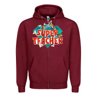 Burgundy super teacher Zipper Hoodie - texasbilliewilder