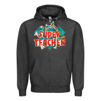 Charcoal Heather super teacher Zipper Hoodie - texasbilliewilder
