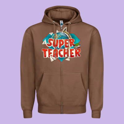 Super Teacher Zipper Hoodie Designed By Texasbilliewilder