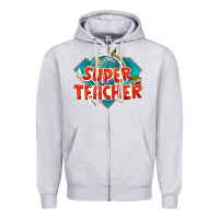 Heather Grey super teacher Zipper Hoodie - texasbilliewilder
