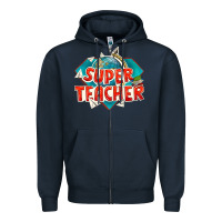 Navy super teacher Zipper Hoodie - texasbilliewilder