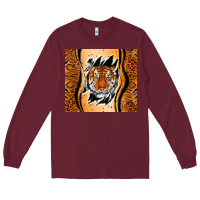 Burgundy tiger scratch mark Long Sleeve Tee - RanaPortraitStore