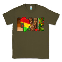 Army Green love melanin with african map Classic Tee - texasbilliewilder