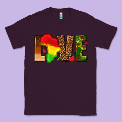Classic Tee love melanin with african map