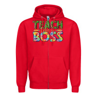 Red teach like a boss Zipper Hoodie - texasbilliewilder