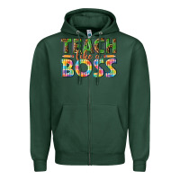 Sports Green teach like a boss Zipper Hoodie - texasbilliewilder
