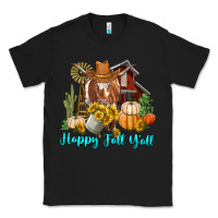 Black Happy Fall Y'all Longhorn Cow Classic Tee - RanaPortraitStore