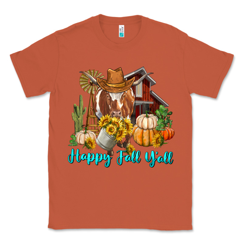 Happy Fall Y'all Longhorn Cow Classic Tee by RanaPortraitStore | Teevron