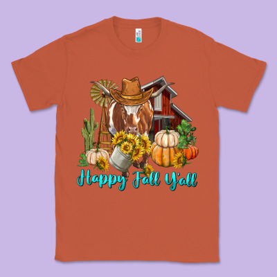 Happy Fall Y'all Longhorn Cow Classic Tee Designed By Ranaportraitstore