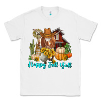 White Happy Fall Y'all Longhorn Cow Classic Tee - RanaPortraitStore