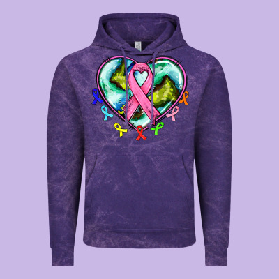 Heart Earth And Cancer Ribbon Vintage Hoodie Designed By Adodesignshop