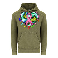 Vintage Olive heart earth and cancer ribbon Vintage Hoodie - AdoDesignShop