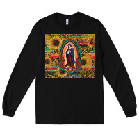 Black sunflower serape lady of guadalupe Long Sleeve Tee - RanaPortraitStore