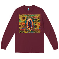 Burgundy sunflower serape lady of guadalupe Long Sleeve Tee - RanaPortraitStore