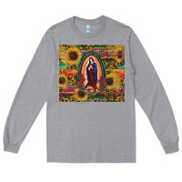 Heather Grey sunflower serape lady of guadalupe Long Sleeve Tee - RanaPortraitStore