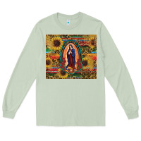 Matcha sunflower serape lady of guadalupe Long Sleeve Tee - RanaPortraitStore