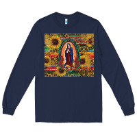 Navy sunflower serape lady of guadalupe Long Sleeve Tee - RanaPortraitStore