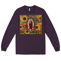 Plum sunflower serape lady of guadalupe Long Sleeve Tee - RanaPortraitStore