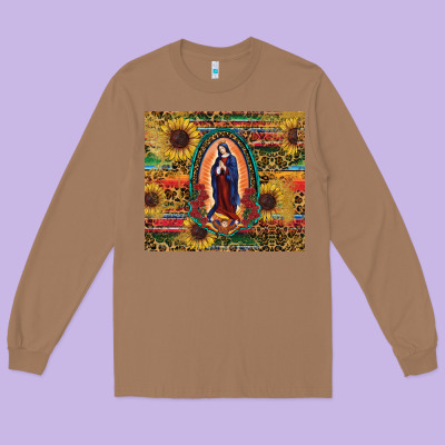 Long Sleeve Tee sunflower serape lady of guadalupe