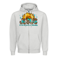 Dove Grey jesus it s not religion it s a relationship Zipper Hoodie - Zillion Design Studio