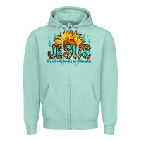 Seafoam jesus it s not religion it s a relationship Zipper Hoodie - Zillion Design Studio