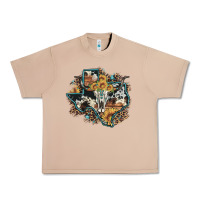 Bull Skull Leopard Cowhide Sunflower Texas Map Urban Heavy Tee | Teevron