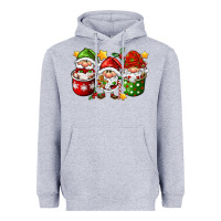 Heather Grey coffee cup santa gnomies Heavyweight Hoodie - FaDigitalArtStudio