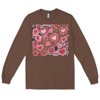 Chestnut valentines day hearts with leopard and cowhide Long Sleeve Tee - RanaPortraitStore
