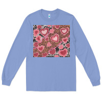 Colony Blue valentines day hearts with leopard and cowhide Long Sleeve Tee - RanaPortraitStore