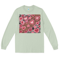 Matcha valentines day hearts with leopard and cowhide Long Sleeve Tee - RanaPortraitStore