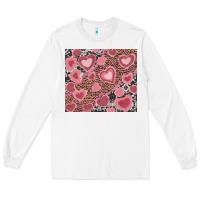 White valentines day hearts with leopard and cowhide Long Sleeve Tee - RanaPortraitStore