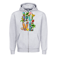 Heather Grey summer love teacher Zipper Hoodie - texasbilliewilder