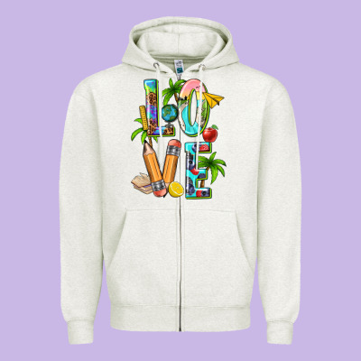 Summer Love Teacher Zipper Hoodie Designed By Texasbilliewilder
