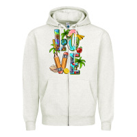 Oatmeal Heather summer love teacher Zipper Hoodie - texasbilliewilder
