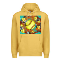 Antique Gold softball cowhide turquoise glitter tumbler Premium Hoodie - Jasminsmagicworld