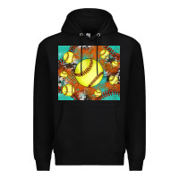 Black softball cowhide turquoise glitter tumbler Premium Hoodie - Jasminsmagicworld